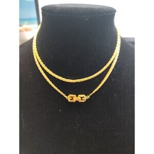 Givenchy Gold Tone Byzantine Chain Necklace Length 30 inch 3.5mm Wide Vintage